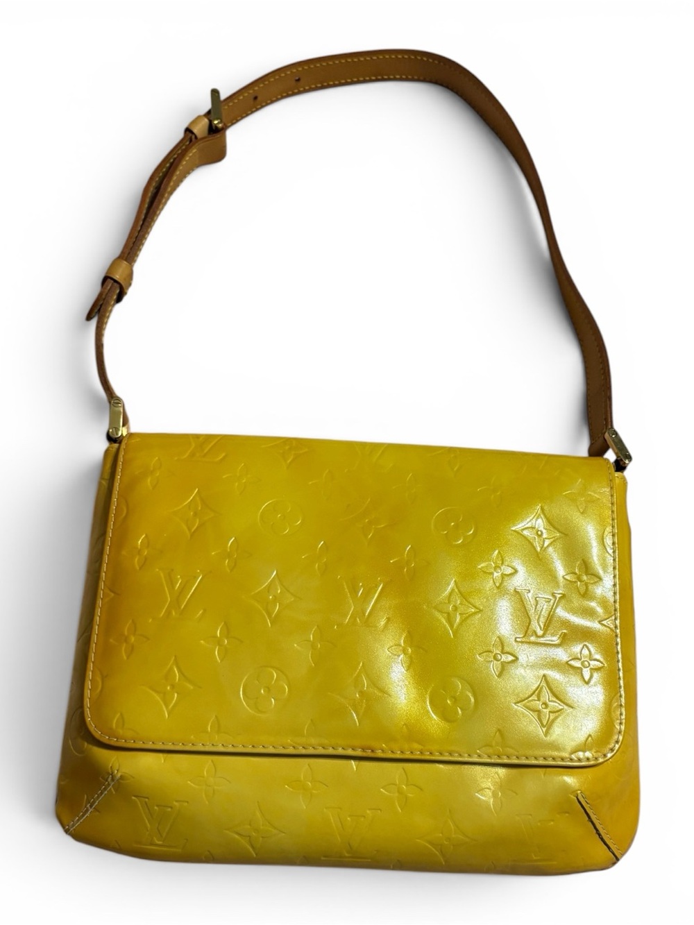 vintage Louis Vuitton Yellow Monogram Vernis Thompson Street bag & Dust bag